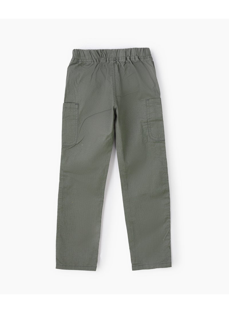 JAM Boys Olive Green Cotton Cargo Pants with Drawstring - Image 2
